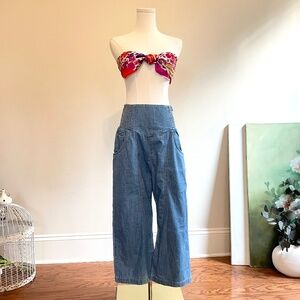 We The Free Lunan Crop Harem Jeans XS High Rise Wide Leg Barrel Boho Festival